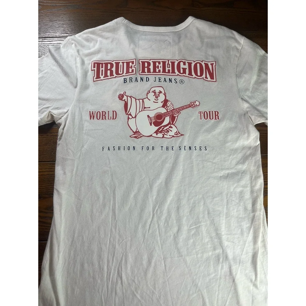 True Religion World Tour Graphic T-Shirt White Size Small Short Sleeve